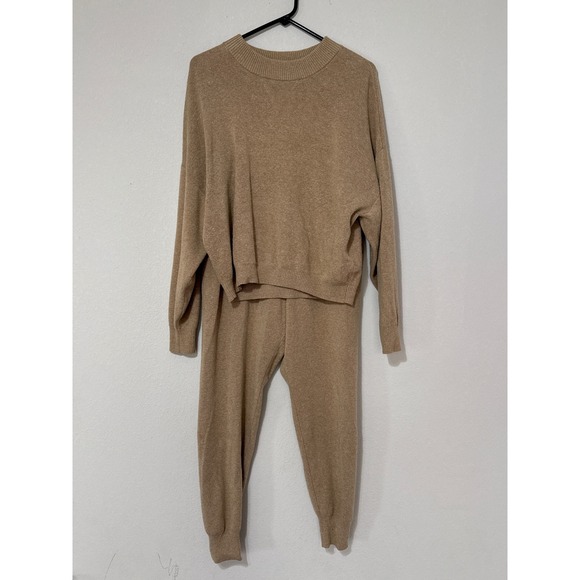 Abercrombie & Fitch Camel Loungewear Crew/Jogger Set Women's Large Cozy - Picture 2 of 12